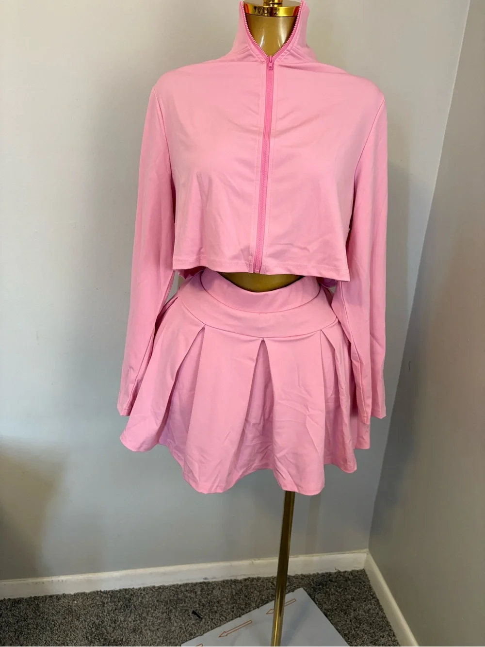 Pink Pleated Mini Skirt - Women's Tennis Style